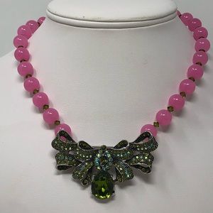 Green Vintage Brooch Necklace